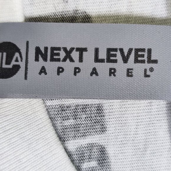 Next Level Motorcycle print short sleeve shirt men's size L white w black graphi - Picture 5 of 8